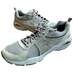 Dr. Scholl's Bound Women's Running Shoe 11 Gray Suede Breathable Lace Up Sneaker